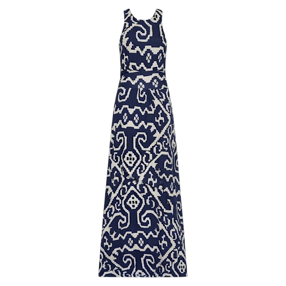 Anthropologie Maeve Printed Blue/White Maxi Dress | Size S